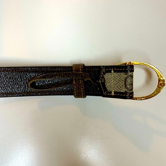 EUC - Like New!  80s Vintage Gucci belt, women’s 32 in, brown diamante double G - Picture 4 of 10